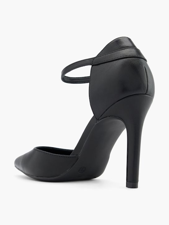 crne štikle s remenčićima za modnu pistu deichmann