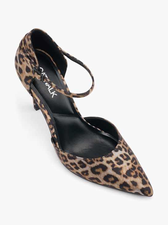 smeđe štikle s remenčićima za modnu pistu deichmann