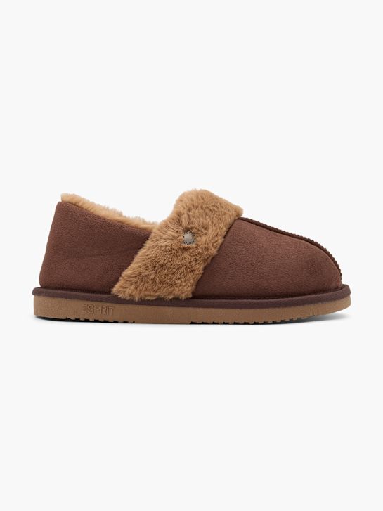 pliš papuče esprit smeđe boje deichmann