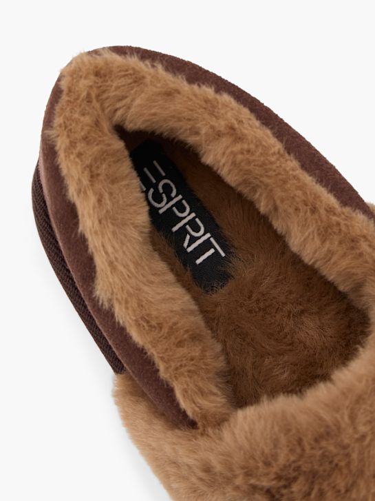 pliš papuče esprit smeđe boje deichmann